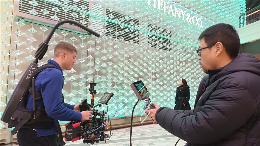 Production team coordinating a Shanghai shoot on location
